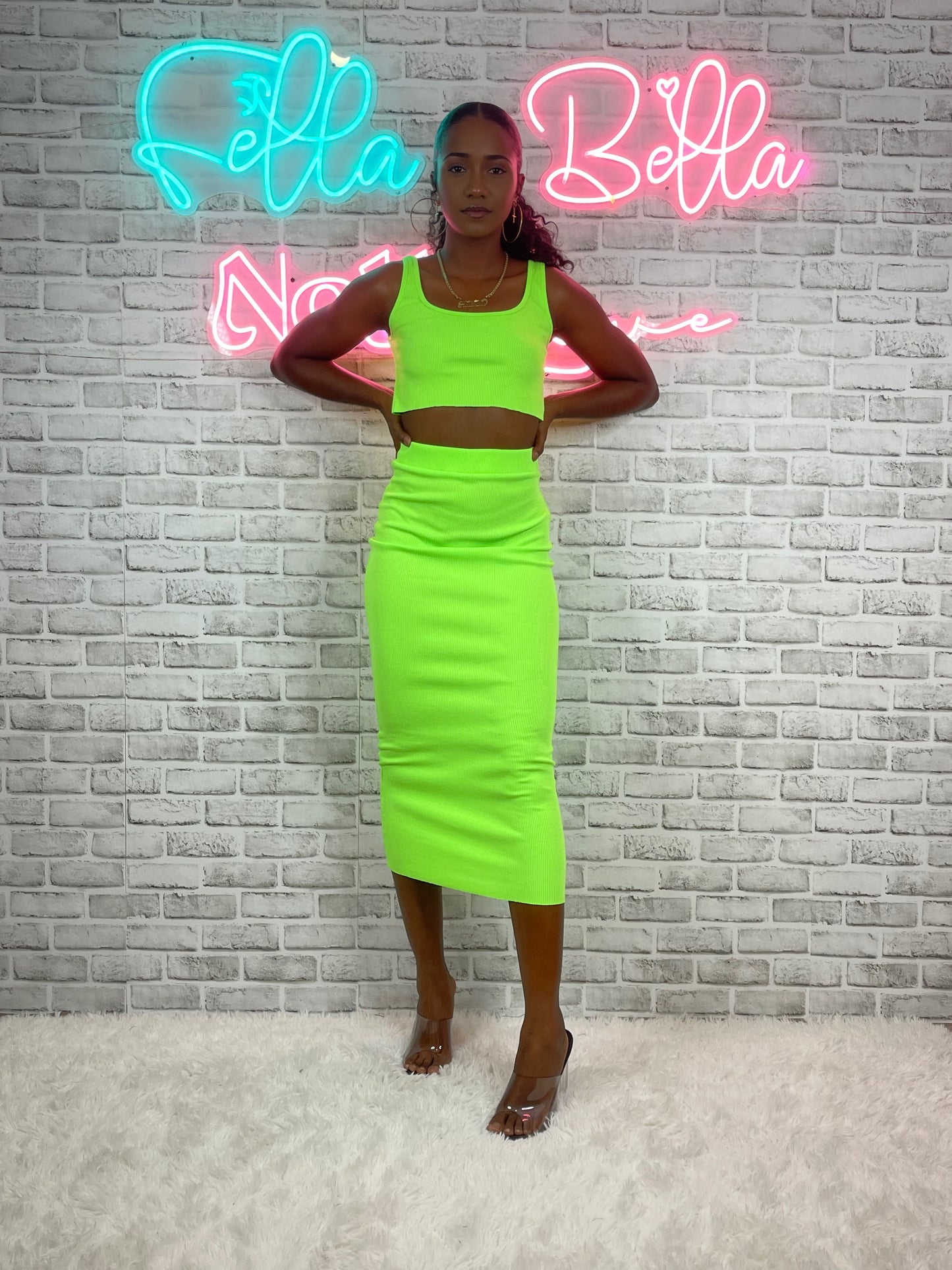 Crop Midi Skirt Set