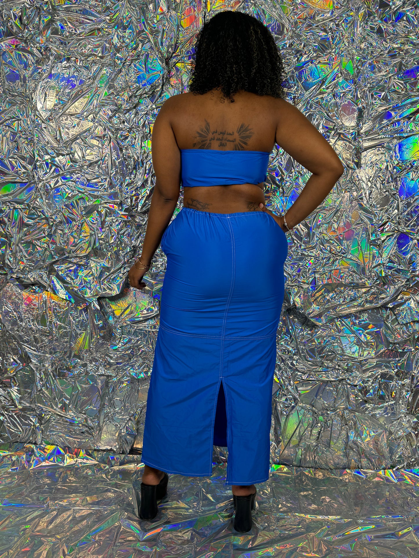 Drawstring Cargo Skirt Set