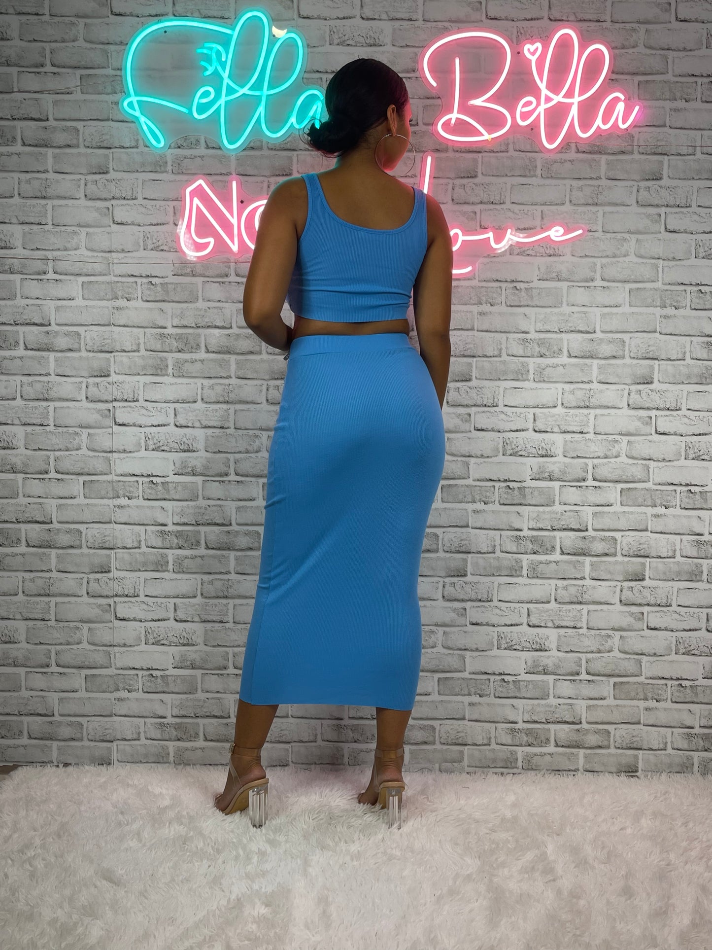 Crop Midi Skirt Set